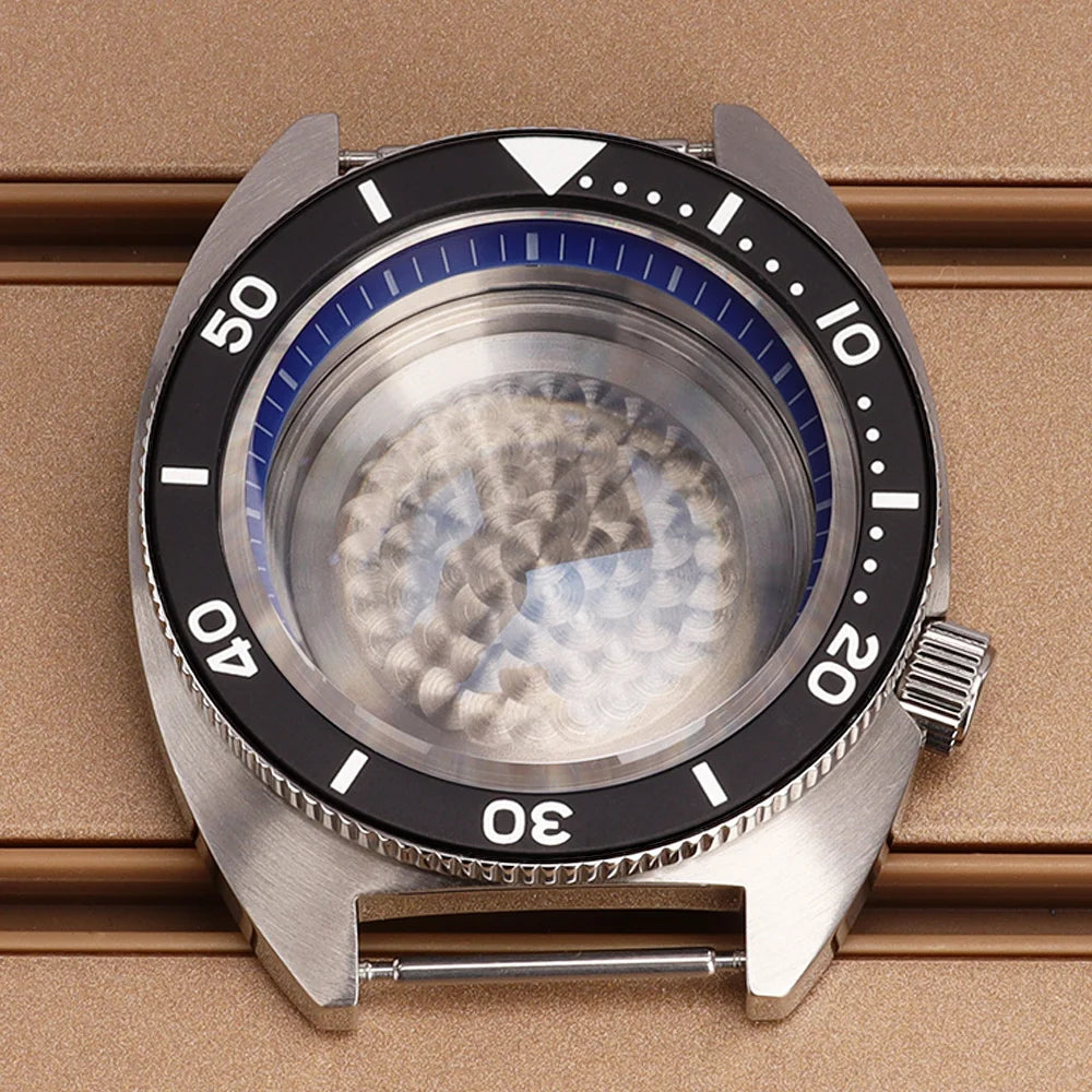 41mm Mod Turtle Watch Case Sapphire Glass Waterproof For Abalone/tuna mouth Captain Willard TMI NH35 NH36 NH38 4R Movement Stainless Steel Watch Accessories