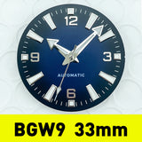 33mm No Logo Black Orange Gradient Sterile Watch Dial for Nh38 Nh35 Movement Planet Style Mens Watch BGW9 Lume + Hands