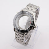 42mm NH35 Stainless Steel Seamaster Watch Case Mineral/Sapphire Glass Black Ceramics Bezel Insert with Bracelet for Seiko Mod Seamaster Build Parts