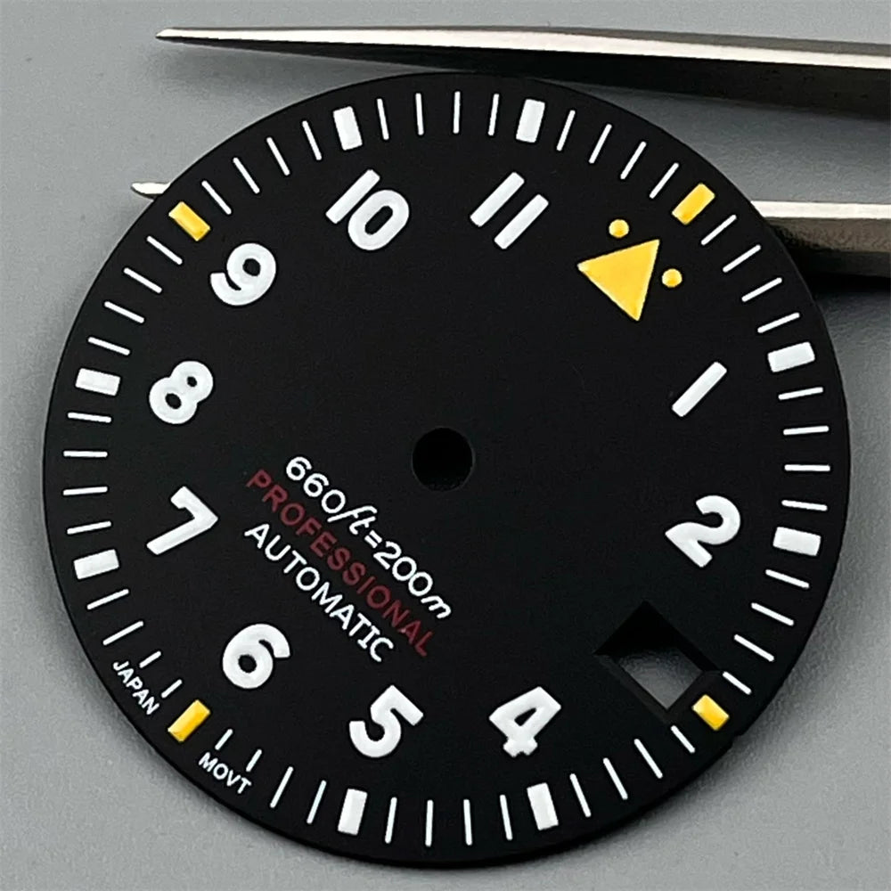 Watch Dial 29mm Pilot Style Black Green White Dial C3 Green Luminous Fit NH35 NH36 ETA2824 2836 PT5000 MIYOTA DG Movement