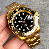 Tandorio NH34 GMT Watch TD015B Yellow Gold Ceramic 20bar 40mm Sapphire Two Tone