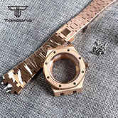 42mm ロイヤルオーク APケース ステンレススチール ブラッシュド オクタゴンウォッチケース ブレスレット ガラスバック チャプターリング サファイアガラス NH35 NH36 自動巻きムーブメント搭載