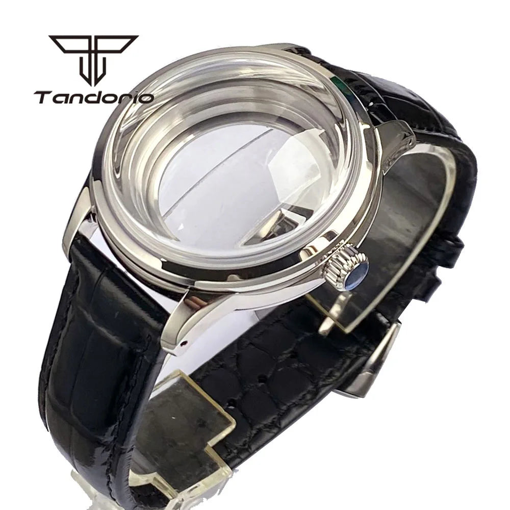 Tandorio Cocktail Mod Watch Case Domed Sapphire 40mm NH35 Automatic +33.5mm Dial Set Glass Back GS Style Accessary