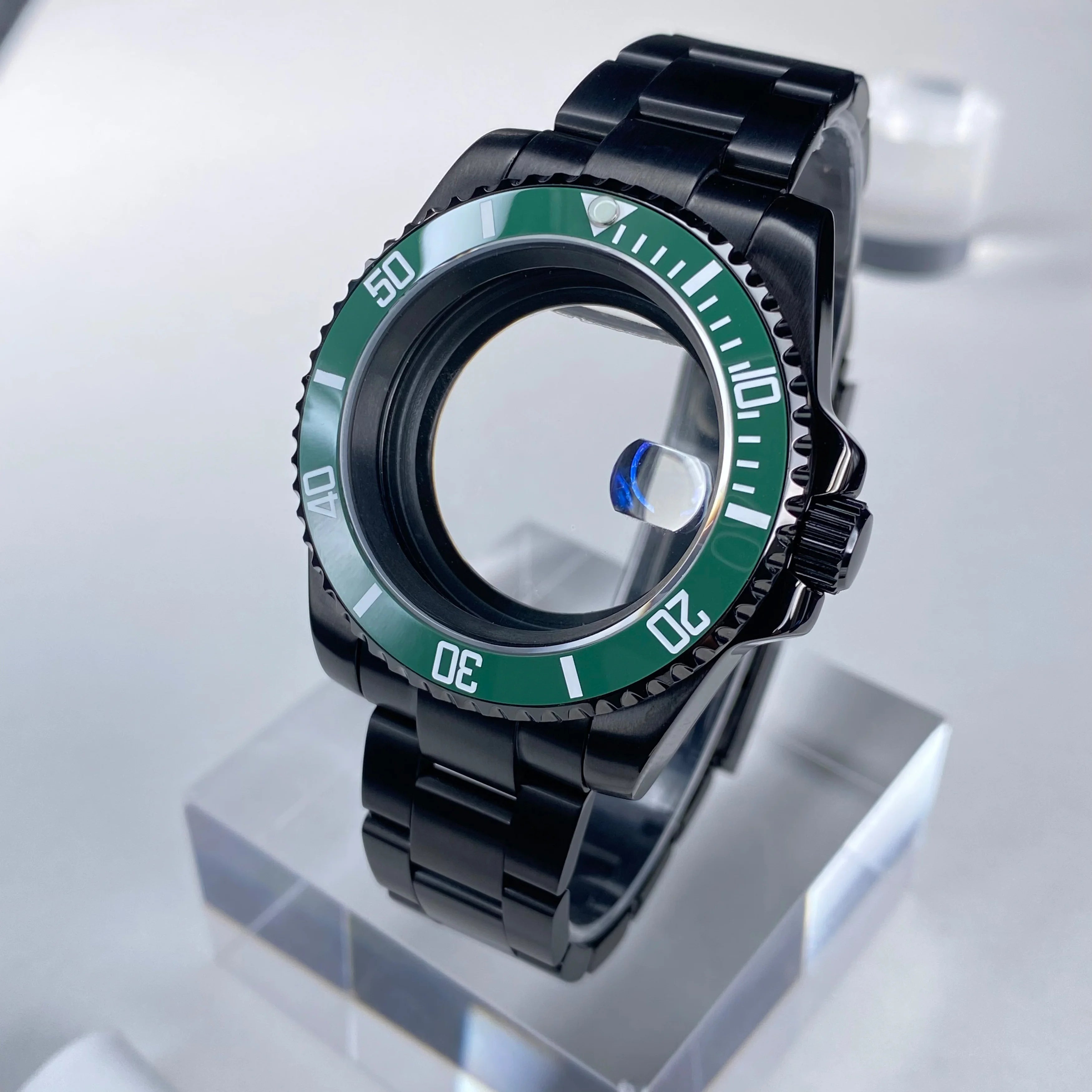 GMT/SUB NH35 watch case 40mm Black Stainless Steel High Quality Sapphire Glass Alloy/Ceramic Bezel case fit nh35 movement