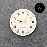 28.5mm NH35 Dial Roman numerals White Vintage No logo Single calendar Fit NH35 NH36 Movement Watch Dial Accessories