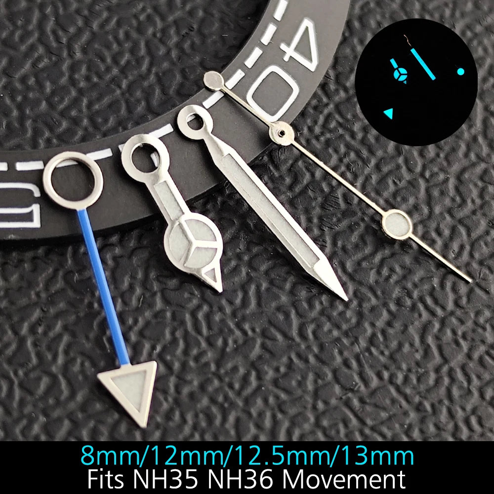 28.5mm blue lume NH35 NH34 Dial Single Calendar Submariner style with Hands Watches accessory