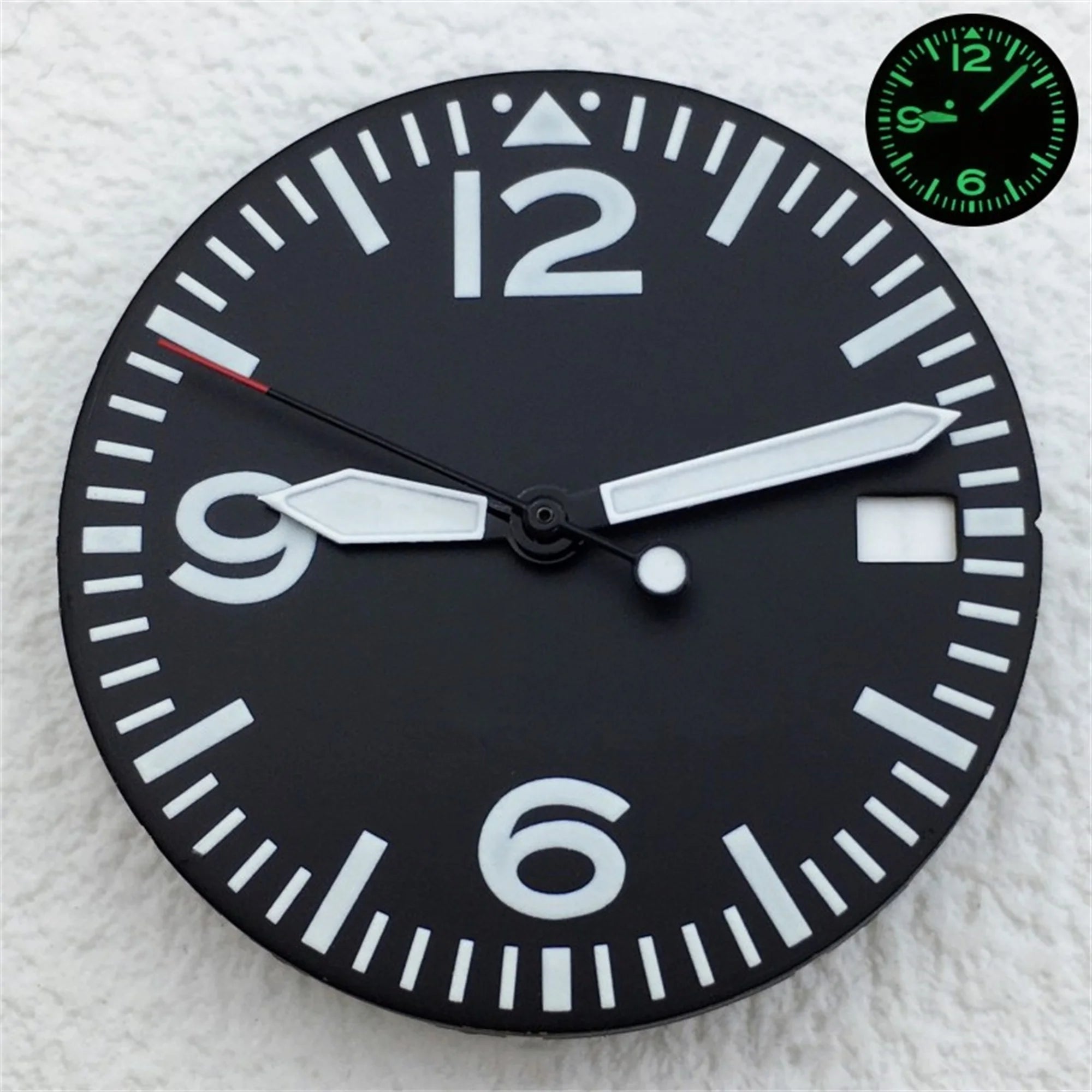Full Luminous Dial 29mm dial Black White Dial With Hands Fit NH34 NH35 NH36 Movement Green Luminous Watch parts