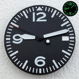 Full Luminous Dial 29mm dial Black White Dial With Hands Fit NH34 NH35 NH36 Movement Green Luminous Watch parts