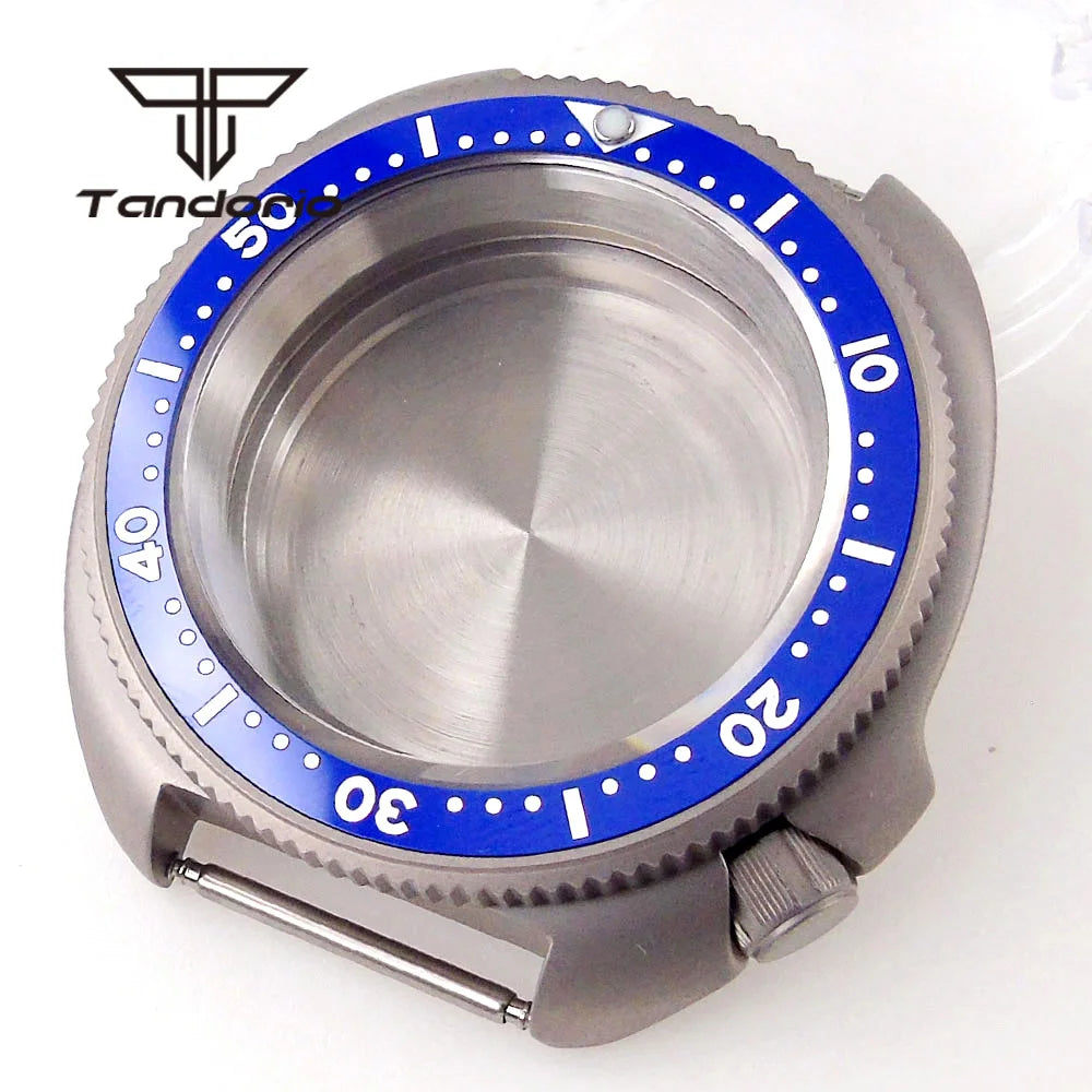 44mm Titanium Turtle Watch Case 6105 Abalone Captain Williard 200M Waterproof Anti-allergy Watch Case Ceramic Bezel Sapphire Fit NH34 NH35 NH36 NH38 ETA2824 PT5000 ST2130 Movt