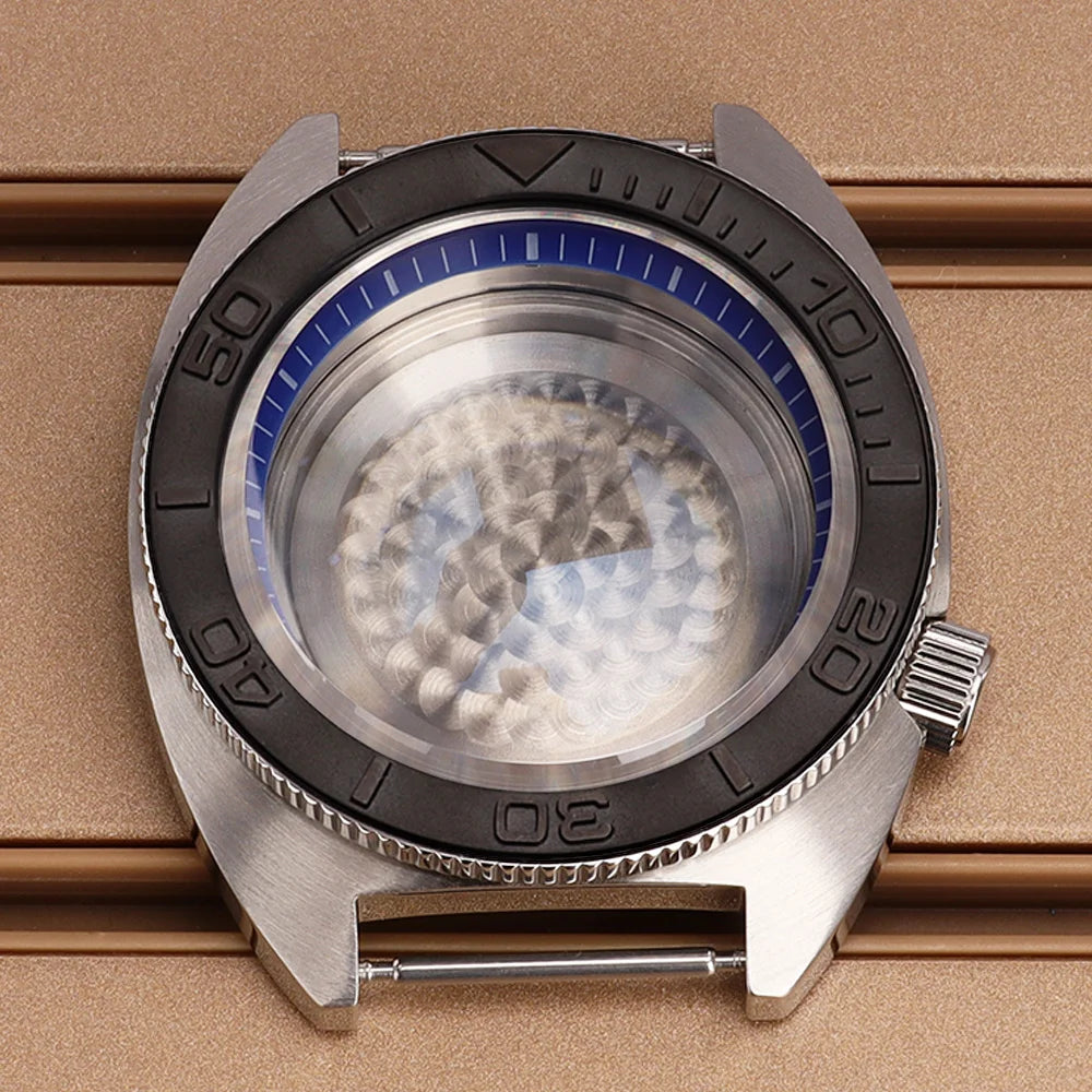 41mm Mod Turtle Watch Case Sapphire Glass Waterproof For Abalone/tuna mouth Captain Willard TMI NH35 NH36 NH38 4R Movement Stainless Steel Watch Accessories