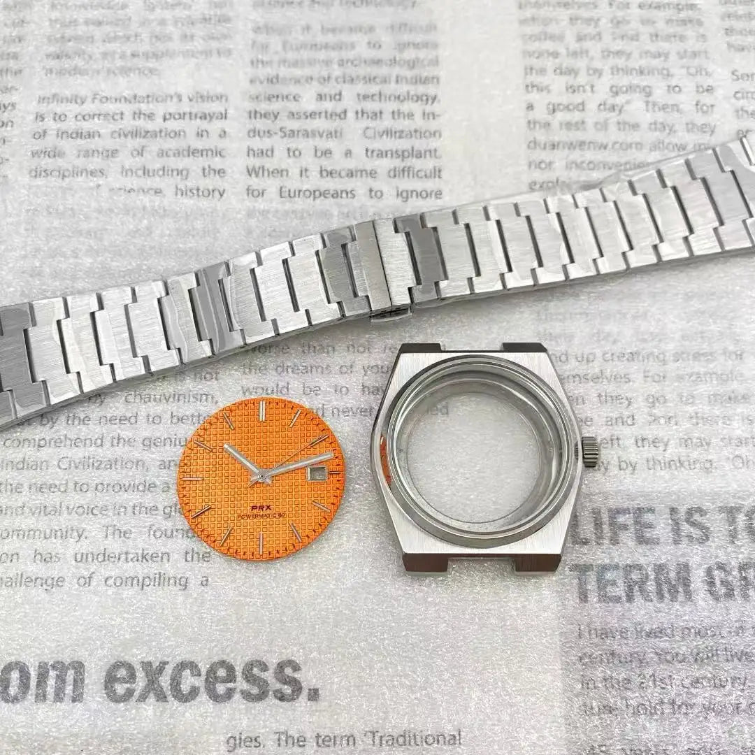 Gold / Rose Gold / PVD Black PRX case 40mm Automatic Modified Case Strap Set Fits Supe Player Prx NH35 NH36 Movement Sapphire Glass Penetrating