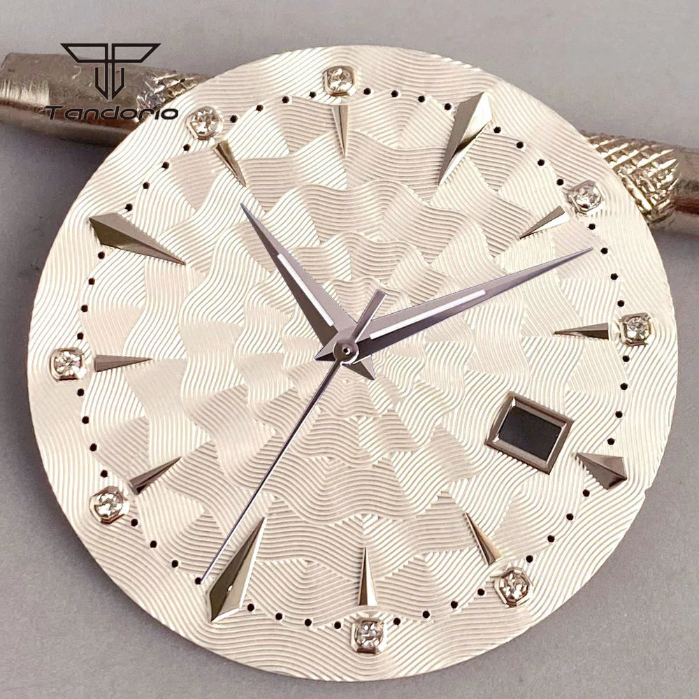35mm Watch Dial Multicolor Texture Face Date Window Fit NH35 Automatic Watches Sword Hands Set Wristwatch Accessories Mod Parts