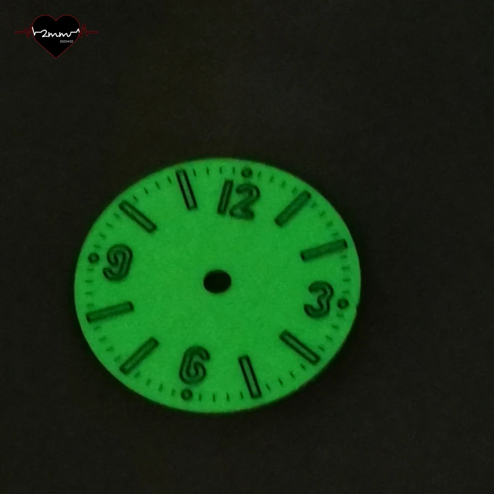 Full Lume Watch Dial 28.5mm Watch Faces Background green color cream for NH34 NH35 Movement