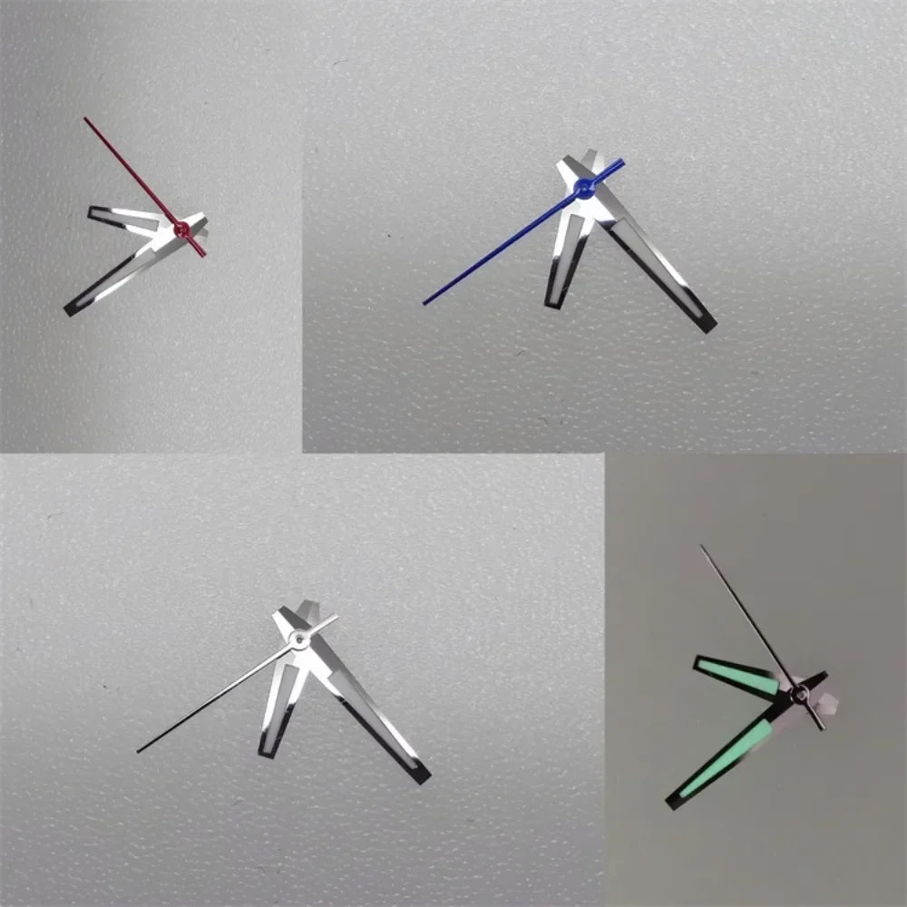 Green Luminous Watch Hands with Red/blue Second Needle for Men's Watch Replacement Accessories Fit NH35/NH36/4R Movement