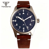 39mm VH31 Quartz Pilot Watch Tandorio TD910A Sapphire Glass Luminous 20BAR