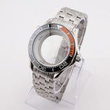 42mm NH35 Stainless Steel Seamaster Watch Case Mineral/Sapphire Glass Black Ceramics Bezel Insert with Bracelet for Seiko Mod Seamaster Build Parts