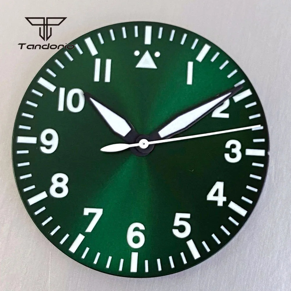 33.5mm Pilot Watch Dial+Hands Black/White/Blue/Green Color Luminous Fit NH35 NH36 NH38 ETA2824 PT5000 ST2130 Miyota82 Movt