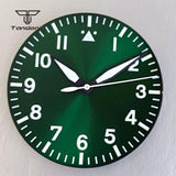 33.5mm Pilot Watch Dial+Hands Black/White/Blue/Green Color Luminous Fit NH35 NH36 NH38 ETA2824 PT5000 ST2130 Miyota82 Movt