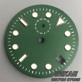 29mm Sterile TMI NH37 Watch Dial Hand Set Black Blue Green Dial Silver Orange Index Green Luminous