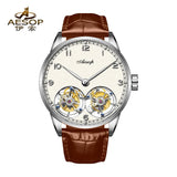 42mm AESOP 7108 Double Flying Tourbillon Movement Watch For Men Skeleton Mechanical Luxury Watches Wterproof Wristwatches Sapphire