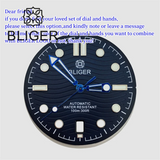31mm seamaster Wave Watch Dial Hand Set 6 O'clock Date Window Black White Blue Green Fit NH35 Movement Luminus