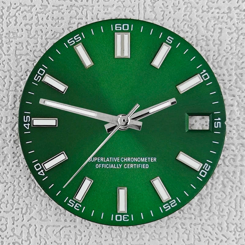 28.5mm double bar date window Watch Dial With Watch Hands Date Just Luminous Sunray Fit NH35 NH36 Watch Faces Automatic Movement