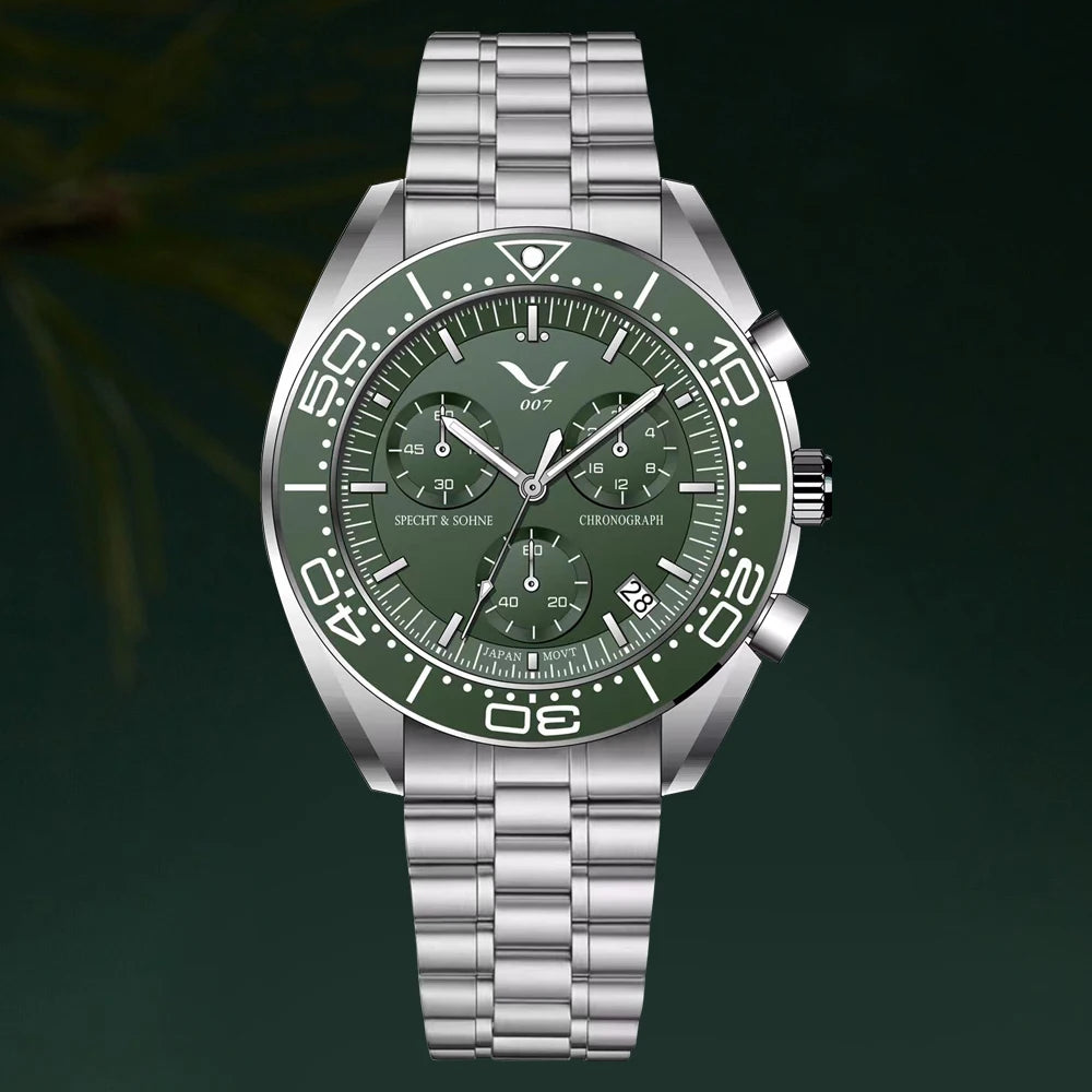 Quartz Chronograph Watch 42MM Specht&Sohne Japan VK68  Luminous Sapphire Waterproof