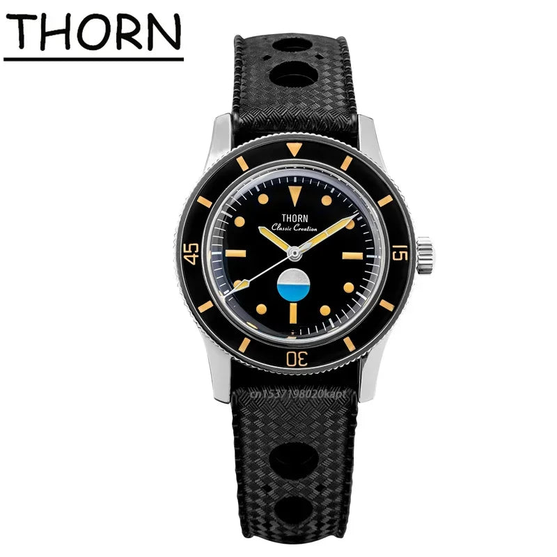 Titanium  Fifty Fathoms Thorn T007 38mm Retro PT5000 Movement 20ATM Sapphire Diving Watch