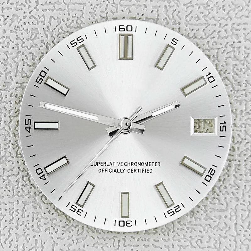 28.5mm double bar date window Watch Dial With Watch Hands Date Just Luminous Sunray Fit NH35 NH36 Watch Faces Automatic Movement