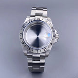 39mm EXP 24 Hour GMT Watch Case Fixed Bezel  Sapphire for NH35/NH36 Movement Frosted Steel Strip