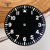 33.5mm Pilot Watch Dial+Hands Black/White/Blue/Green Color Luminous Fit NH35 NH36 NH38 ETA2824 PT5000 ST2130 Miyota82 Movt