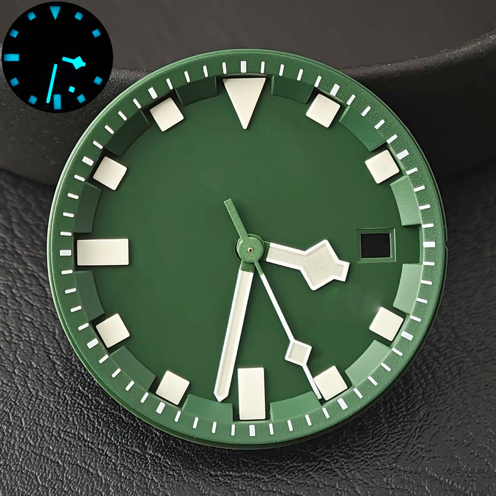 Miyota 8215 dial 31.8mm blue-green luminous dial/hands, suitable for dial replacement of 8215 automatic mechanical movement