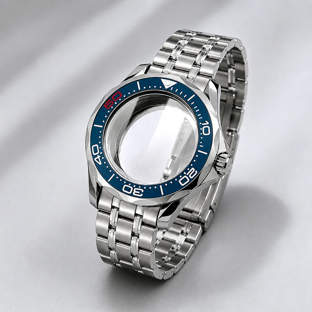 NEW 42mm Seamaster Case with 38mm bezel for NH34/35 NH36 movement Sapphire 10ATM Stainless steel watch box dual crown