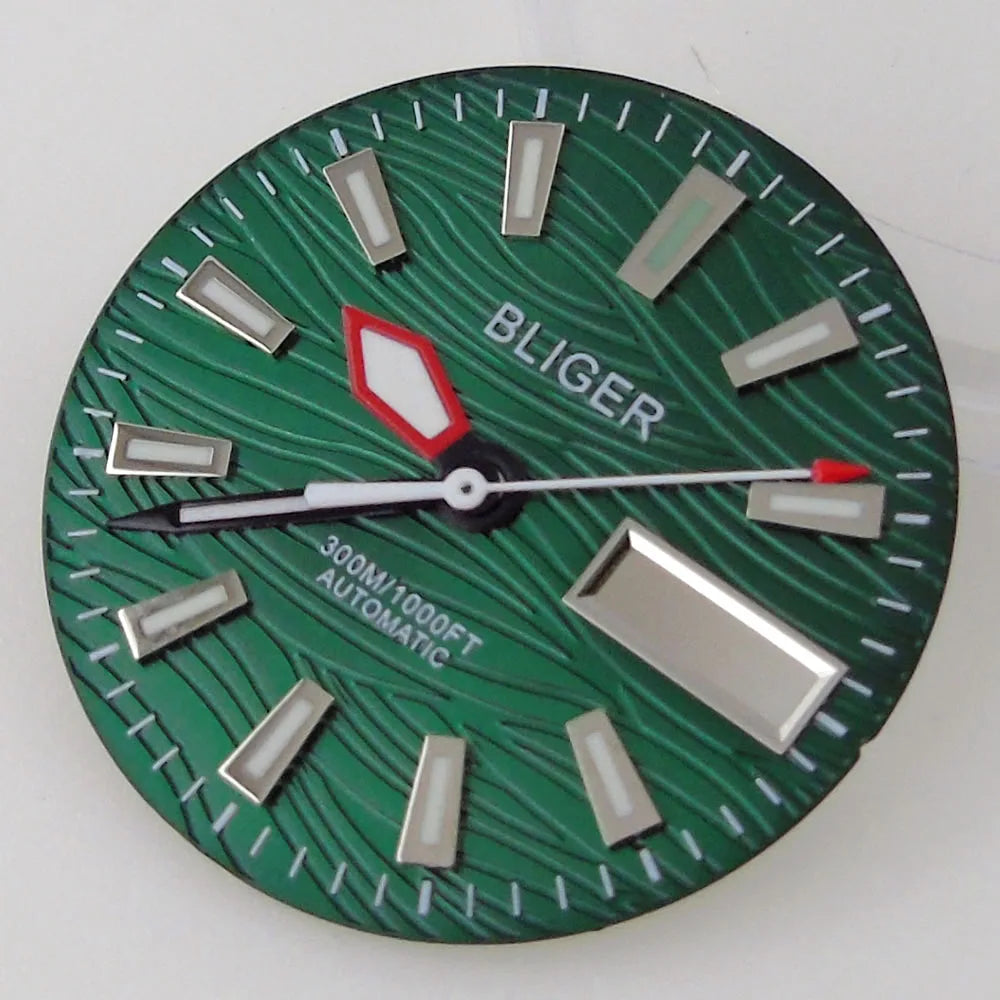 29mm Sterile Black Green Blue Grey Watch Dial Date Day Window Fit NH36A Movement Luminous Hands High Quality Parts