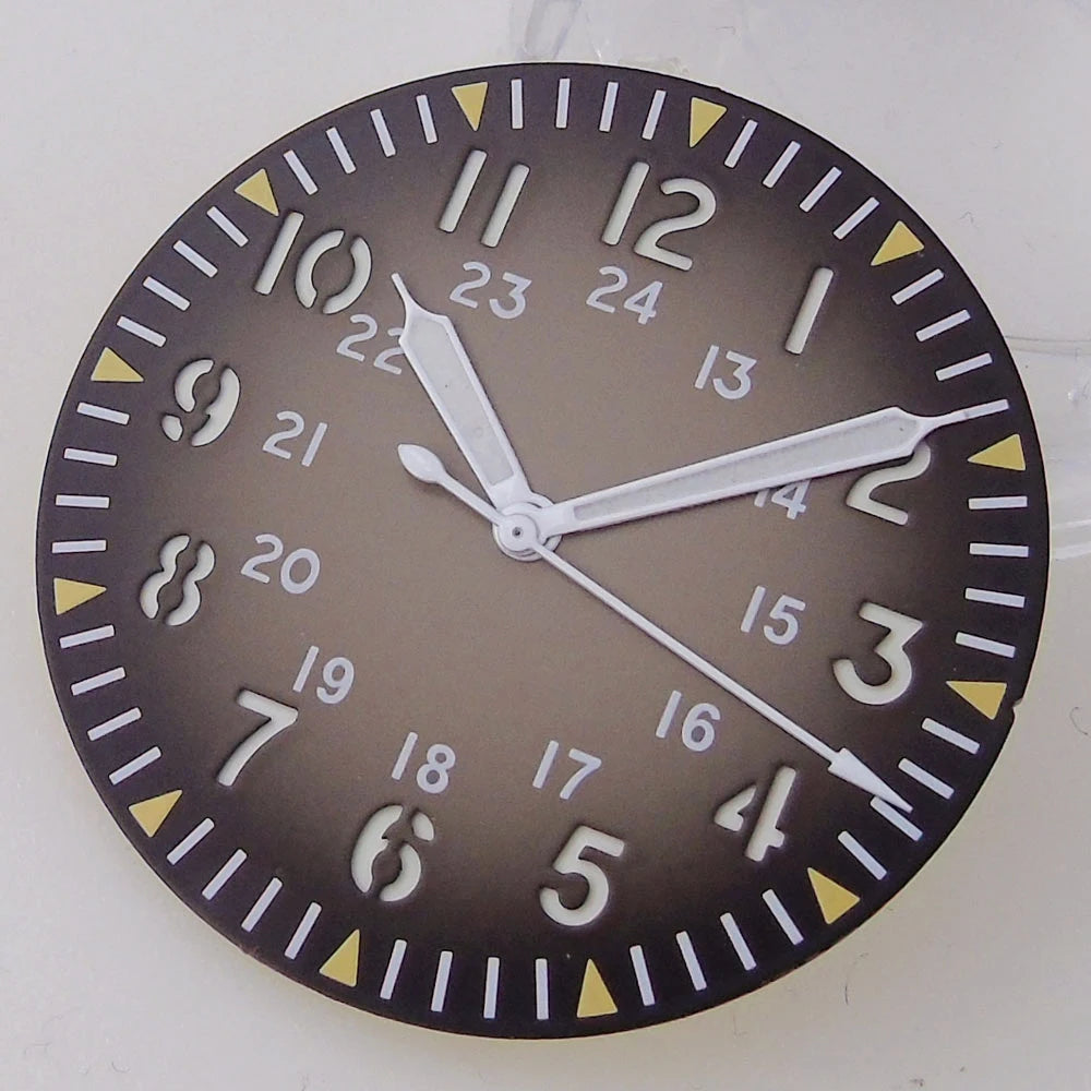 33.5mm Sandwich Watch Dial Grey Red Blue Green Dial Luminous Fit NH35 NH36 ETA2824 PT5000 ST2130 Diver Watch Case White Hand Set