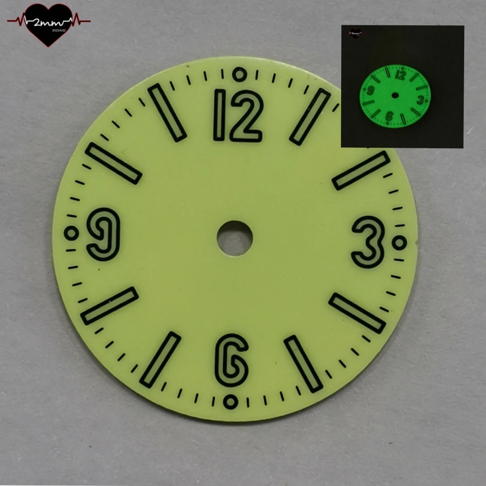 Full Lume Watch Dial 28.5mm Watch Faces Background green color cream for NH34 NH35 Movement
