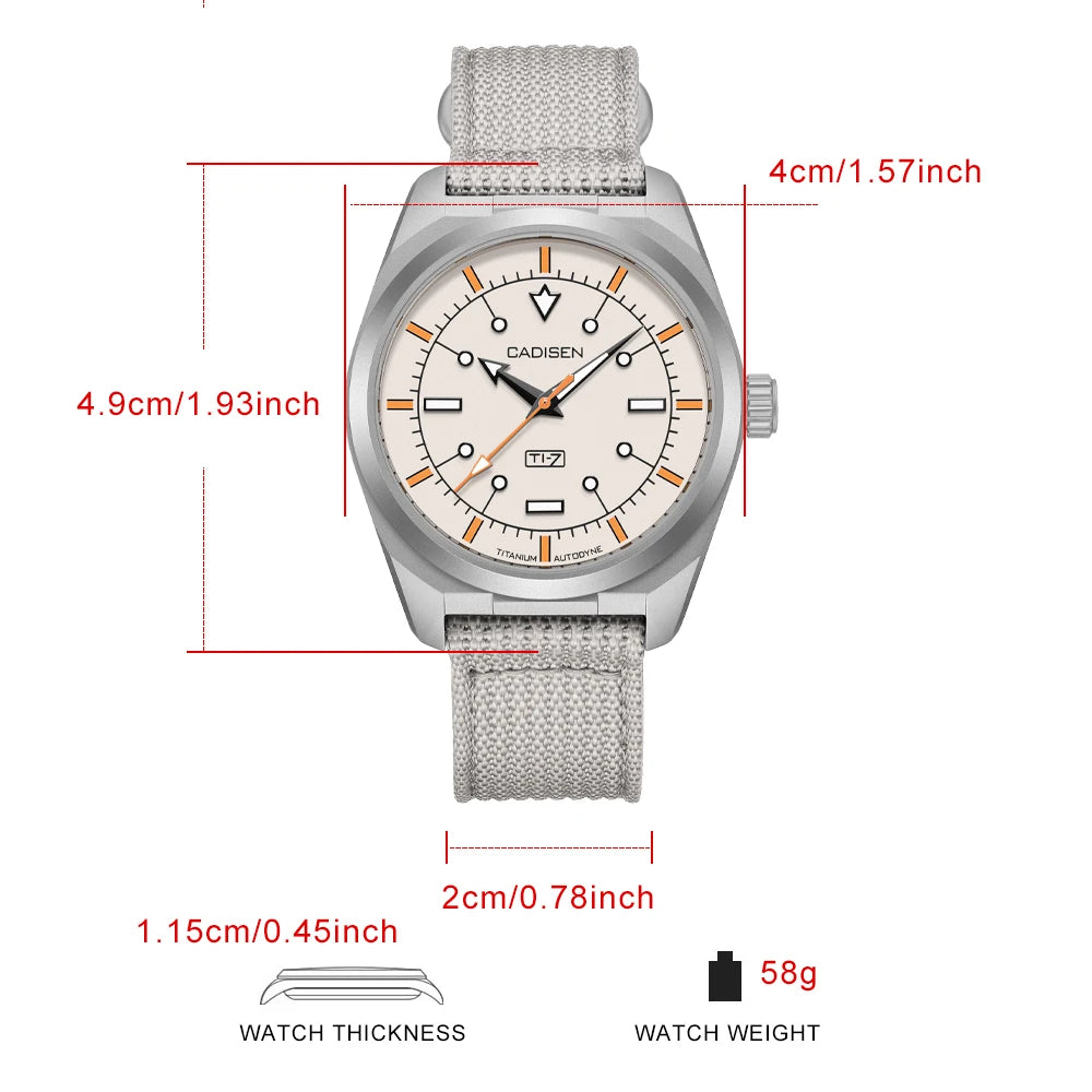Miyota 8215 Titanium Watch 40mm CADISEN TI-7 Automatic Luminous Miyota 8215 Titanium Watch 40mm CADISEN TI-7 Automatic Luminous