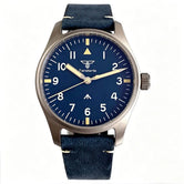 39mm Titanium Quartz Pilot Watch Tandorio TD910 Retro VH31 Sweep Sapphire 10Bar