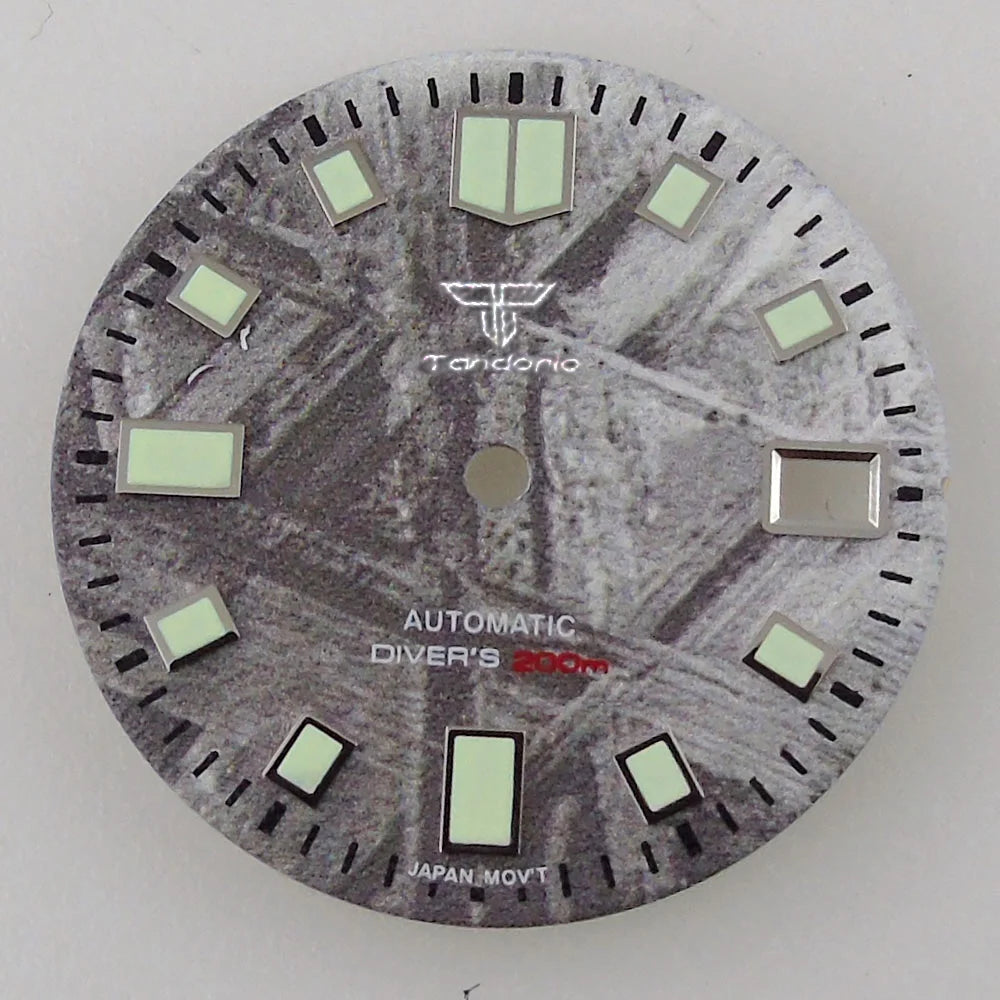 29mm Meteorite Pattern Watch Dial for N H35A N H36A Automatic Movement Green Luminous Markers for D iver Watch Mod