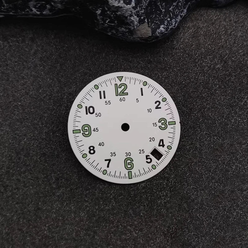 28.5MM Double Digital Circle Watch Dial Hands Green Luminous Faces Men's Watches Modification for TMI NH35