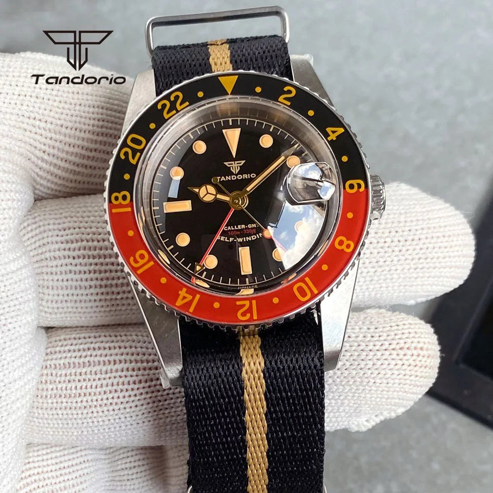 Tandorio NH34 GMT Watch 6542 homage 38mmTD218S Sapphire 20BAR Tandorio NH34 GMT Watch 6542 homage 38mmTD218S Sapphire 20BAR