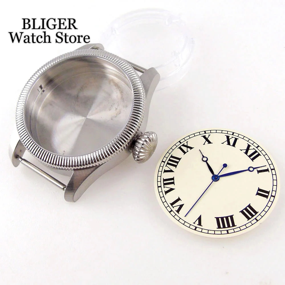 39mm vintage pilot Case 33.5mm Dial Sapphire Glass For NH35 NH35A 2824 PT5000 Waterproof Watch Case Screw Crown