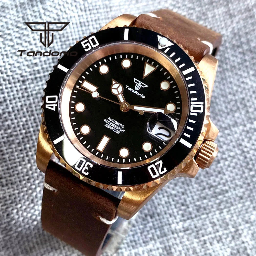 Tandorio TD232B Solid CUSN8 Bronze Watch NH35A PT500040mm Sapphire Submariner Yachtmaster