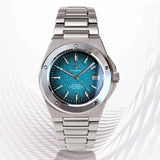 Tandorio Men Mechanical Watch Blue Teacup Pattern Date Face Sapphire Crystal Glass 100m Waterproof NH35 Automatic Movement Lume
