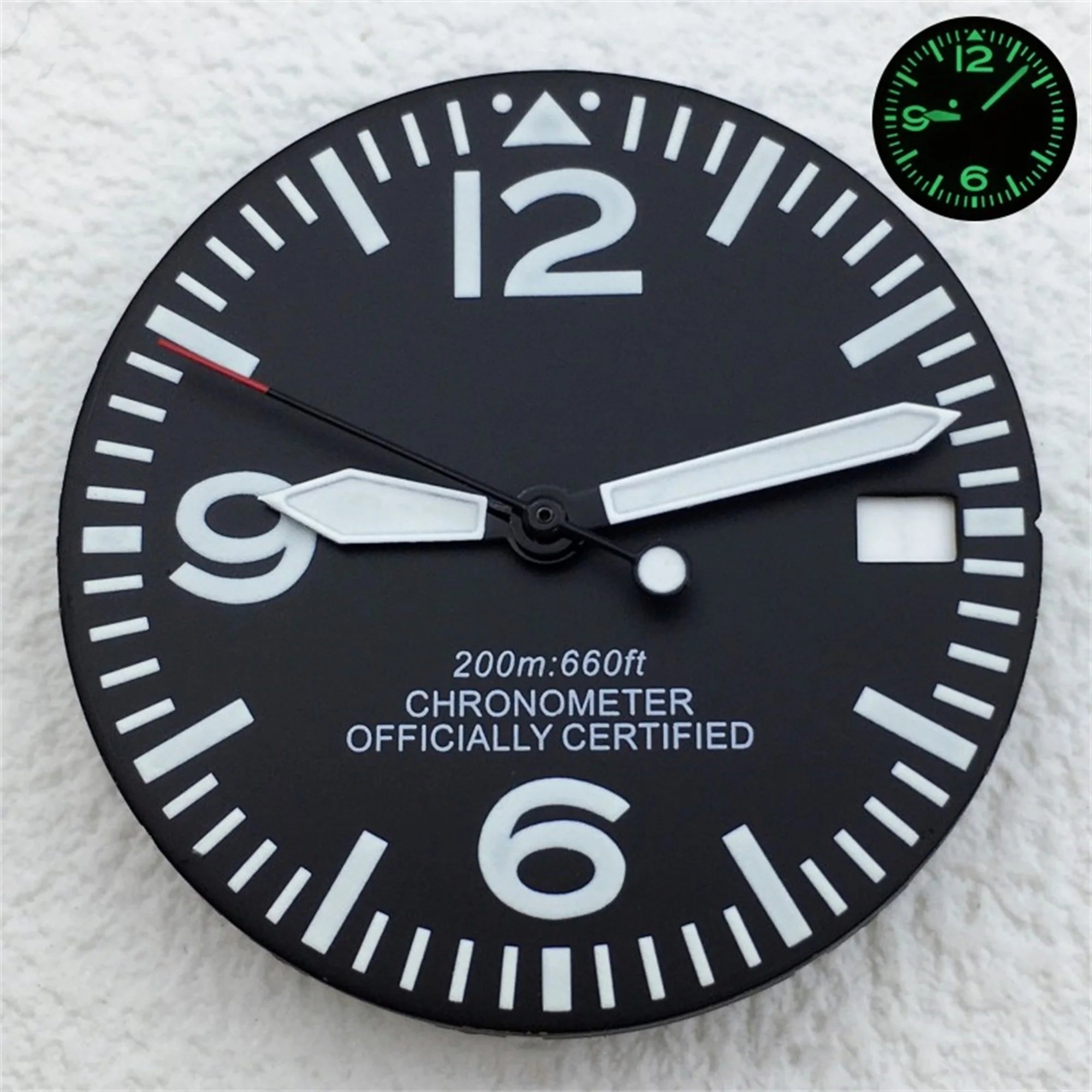 Full Luminous Dial 29mm dial Black White Dial With Hands Fit NH34 NH35 NH36 Movement Green Luminous Watch parts
