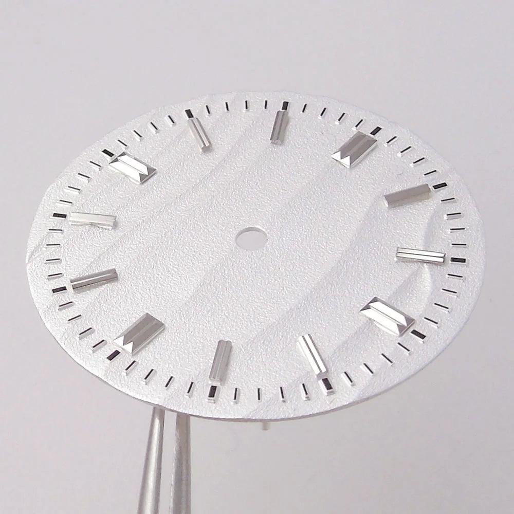 Double bar no date window Nologo 29mm Sand Dune Watch Dial Plate for NH35 NH36 ETA2824 PT5000 ST2130 Silver Hand no date  Watch Parts for Diver Watch Mod