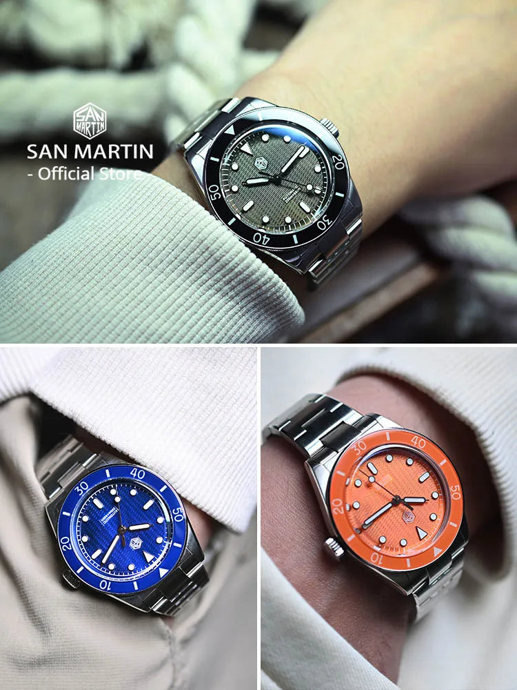 San Martin SN0151 39mm Guilloche MOP Dial Miyota 90S5 Automatic Diver Sapphire Bezel 20 ATM Luminous SN0151