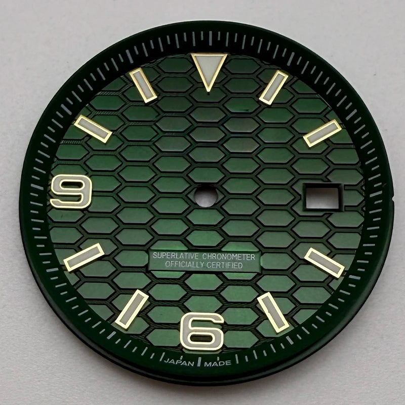 33.8mm NH35 Dial S Logo Gold Sterile Honeycomb Dial Suitable For NH35/NH36 Automatic Movement Vertical Lines Watch Accessories