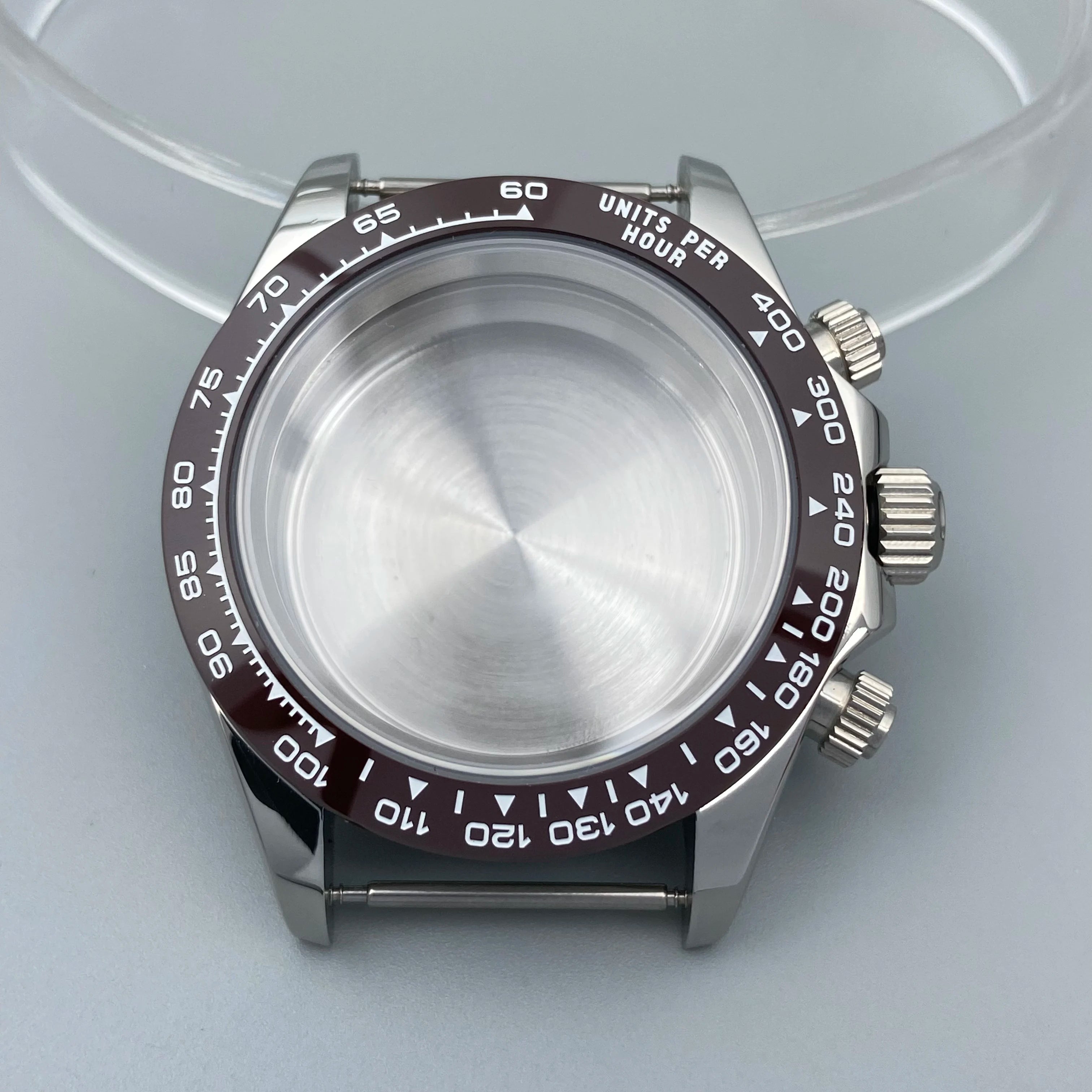 39mm VK63 watch Case Chronograph Silver 316 Stainless Steel Quartz Movement Watch Accessories Fits 20mm Strap