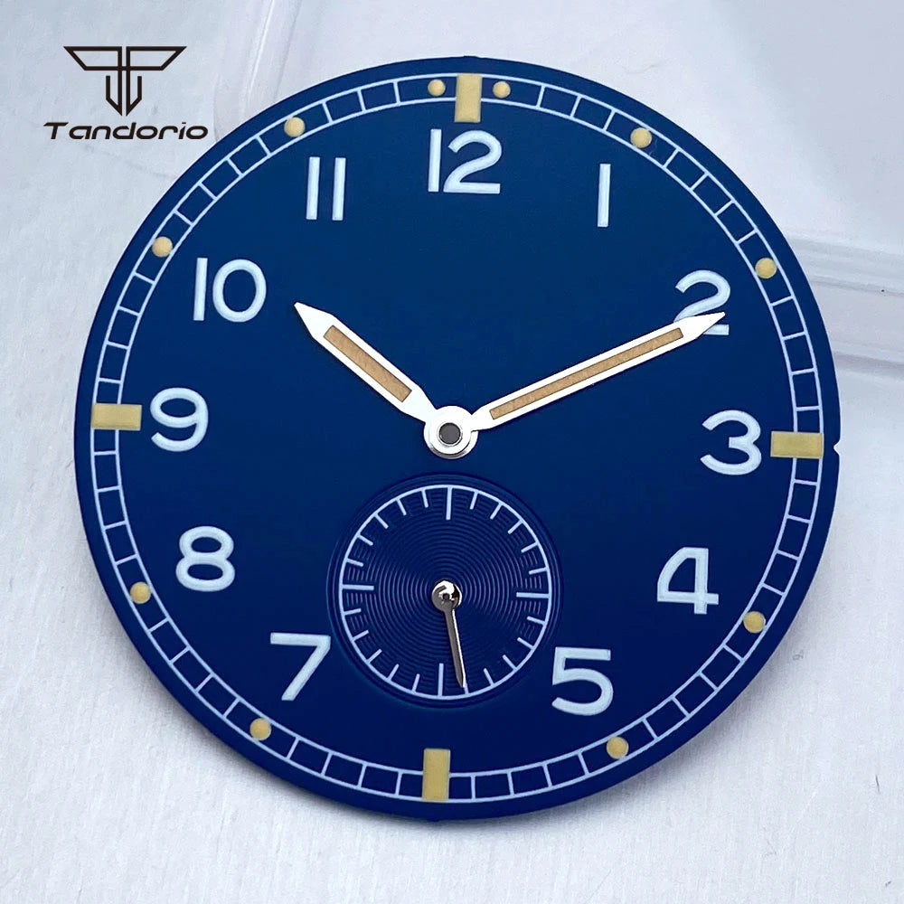 ST1701 Dial For Pilot Watch 33.5mm Black/Blue Color Watch Dial+Hands Set  Luminous Arabic Numerals Sub second